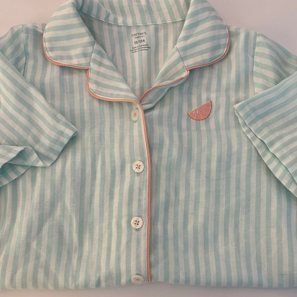 Carter's Aqua and White Striped Pajama Set - Picture 2 of 5